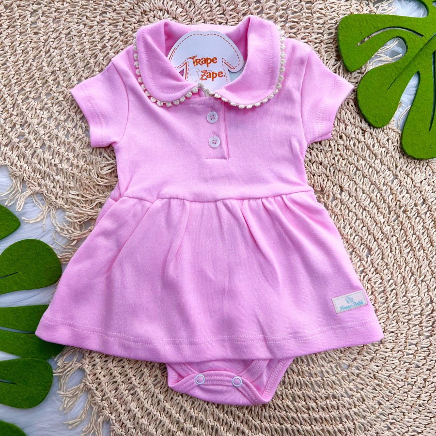 Vestido Body com Gola Polo - Rosa